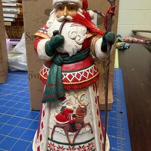 Santa Claus Holiday Figurine with Reindeer by Jim Shore